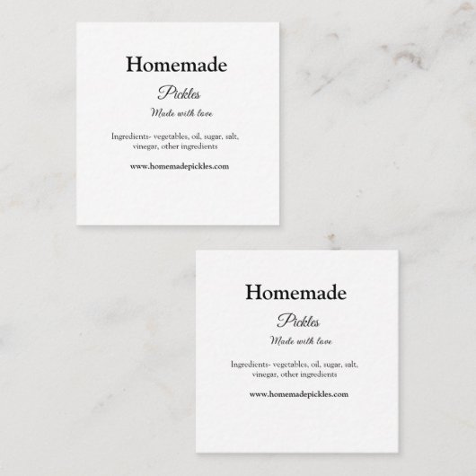 愛で作られた自家製ピクルス追加文字サイト スクエア名刺 (正面/裏面)