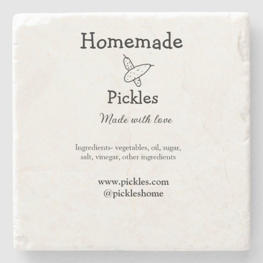 愛で作られた自家製ピクルス追加文字サイト ストーンコースター (正面)