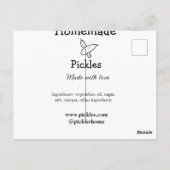 愛で作られた自家製ピクルス追加文字サイト ポストカード (裏面)