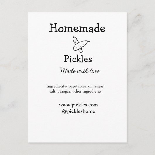 愛で作られた自家製ピクルス追加文字サイト ポストカード (正面)