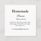 愛で作られた自家製ブルーニー追加文字サイト スクエア名刺 (裏面)