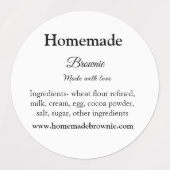 愛で作られた自家製ブルーニー追加文字サイト ラベル (デザイン2)
