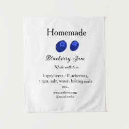 愛で作られた自家製ブルーベリージャム追加文字 タペストリー