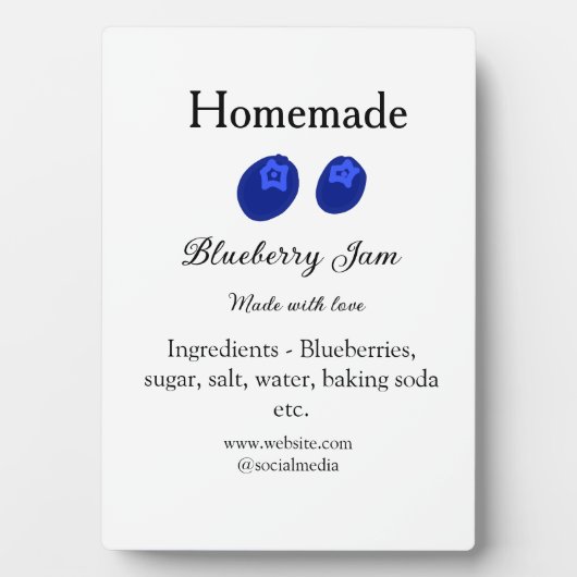 愛で作られた自家製ブルーベリージャム追加文字 フォトプラーク (正面)