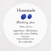 愛で作られた自家製ブルーベリージャム追加文字 ラベル (デザイン2)