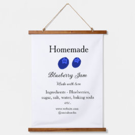愛で作られた自家製ブルーベリージャム追加文字 吊り下げ型タペストリー