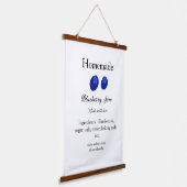 愛で作られた自家製ブルーベリージャム追加文字 吊り下げ型タペストリー (傾斜あり)