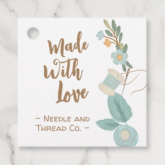 愛で作られた裁縫刺繍花ラベル フェイバータグ (正面)