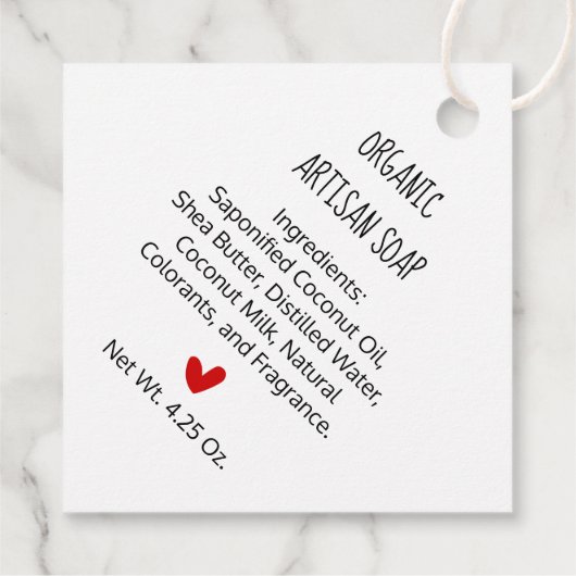 愛で作られた赤いハート手文字ギフトラベル フェイバータグ (裏面)