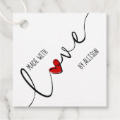 愛で作られた赤いハート手文字ギフトラベル フェイバータグ (正面)