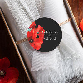 愛で作られた赤いポピー ラウンドシール