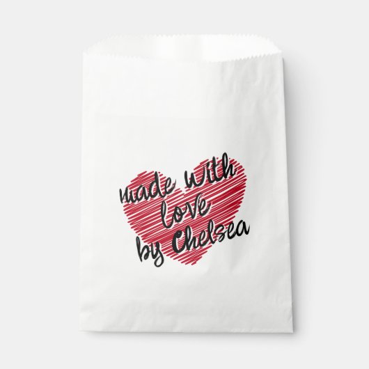 愛で作られた赤い串ハート フェイバーバッグ (正面)