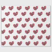 愛で作られた赤い串ハート ラッピングペーパー (フラット)
