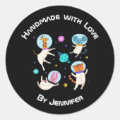 愛で作られた – かわいい宇宙飛行士の宇宙 ラウンドシール (正面)