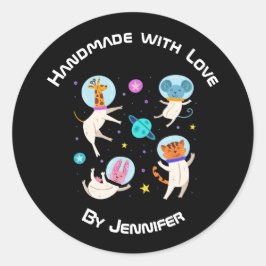 愛で作られた – かわいい宇宙飛行士の宇宙 ラウンドシール