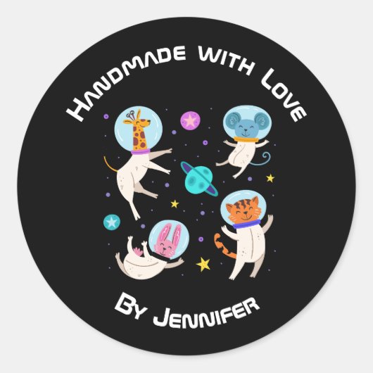 愛で作られた – かわいい宇宙飛行士の宇宙 ラウンドシール (正面)