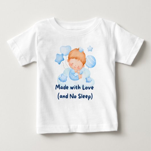 👶「愛で作られた（そして眠らない）」💕 ベビーTシャツ (正面)