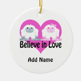 愛で信じて下さい! かわいい雪男 セラミックオーナメント