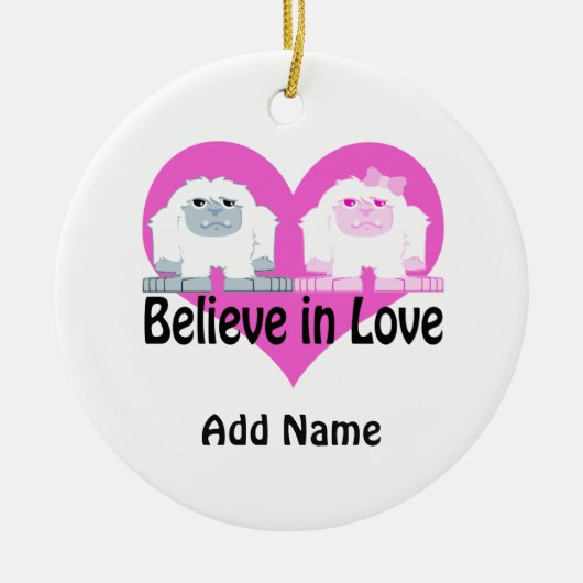 愛で信じて下さい! かわいい雪男 セラミックオーナメント (正面)