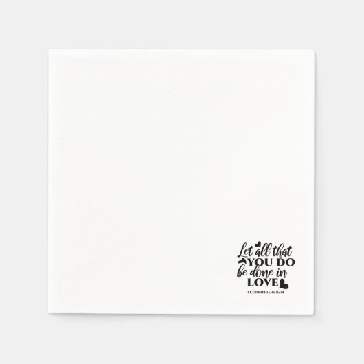 愛で全てを成し遂げよう – 1 Cor 16:14 スタンダードカクテルナプキン (正面)
