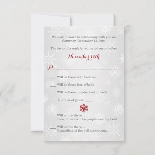 愛で包まれた参加ハート結婚式RSVP - Red 出欠カード (裏面)