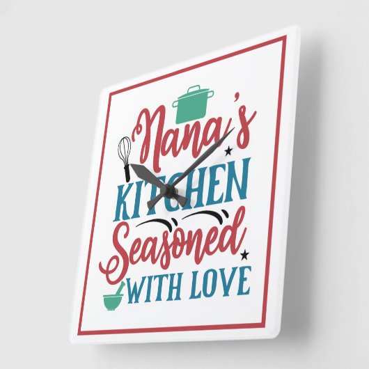 愛で味付けされたナナのキッチン スクエア壁時計 (傾斜)