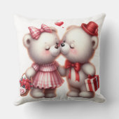 愛で愛されるテディベアかわいいバレンタインデー クッション (裏面)