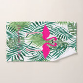 愛で愛される愛らしいピンクのフラミンゴ葉、手のひら バスタオルセット (ハンドタオル)