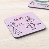 愛で愛する可愛くてロマンチックなスティックフィギュア コースター (左側)