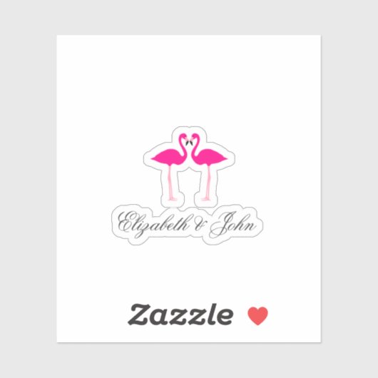 愛で愛らしいピンクのフラミンゴパーソナライズされた- シール (シート)