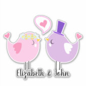 愛で愛らしい漫画の鳥パーソナライズされた- シール (正面)