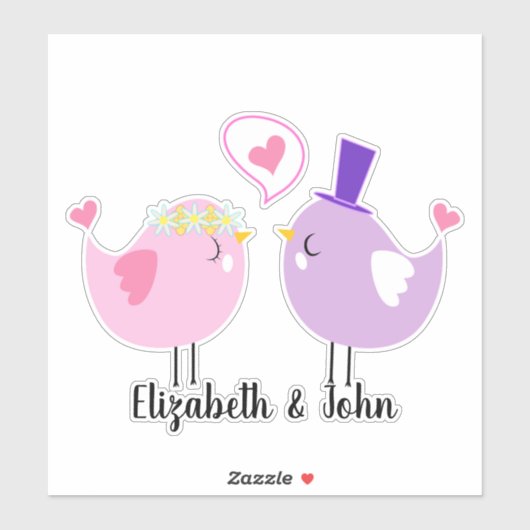 愛で愛らしい漫画の鳥パーソナライズされた- シール (シート)