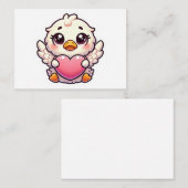 愛で愛らしい翼のあるアヒルのハート ノートカード (正面/裏面)