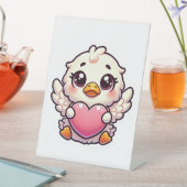 愛で愛らしい翼のあるアヒルのハート 台座サイン (インサイチュ)