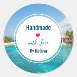 愛で手作りされたゴージャスブルーの熱帯ビーチ ラウンドシール