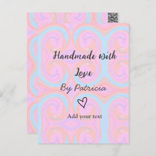 愛で手作りの虹の輝きを追加の名前文字 ポストカード (正面/裏面)