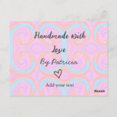 愛で手作りの虹の輝きを追加の名前文字 ポストカード (裏面)