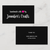 愛で手作りクリエイターによるホットピンクハート 名刺 (正面/裏面)