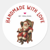 愛で手作りサンタクロースヴィンテージクリスマス ラウンドシール (正面)