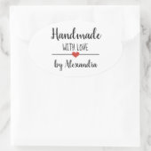 愛で手作りシンプルホワイトスクリプカスタムト 楕円形シール (バッグ)