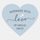 愛で手作りハート名ほこりっぽいライトブルー ハートシール (正面)