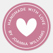 愛で手作りハート名バラmauve ラウンドシール (正面)