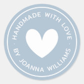 愛で手作りハート名dusty blue ラウンドシール (正面)