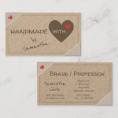 愛で手作りハート素朴ヴィンテージ 名刺 (正面/裏面)