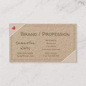 愛で手作りハート素朴ヴィンテージ 名刺 (裏面)