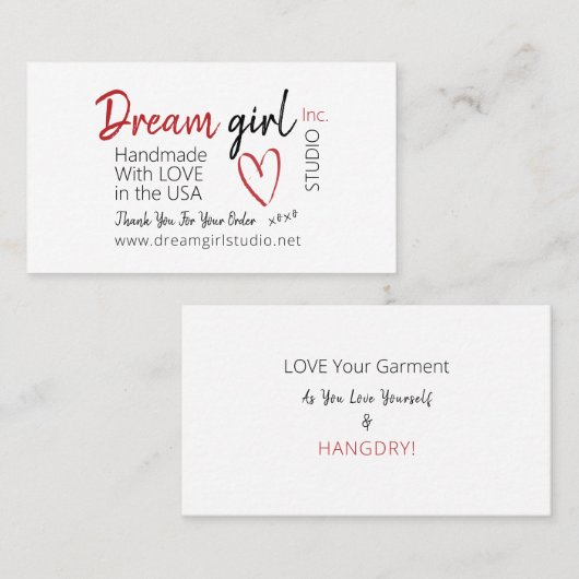 愛で手作りパーソナライズされた 名刺 (正面/裏面)