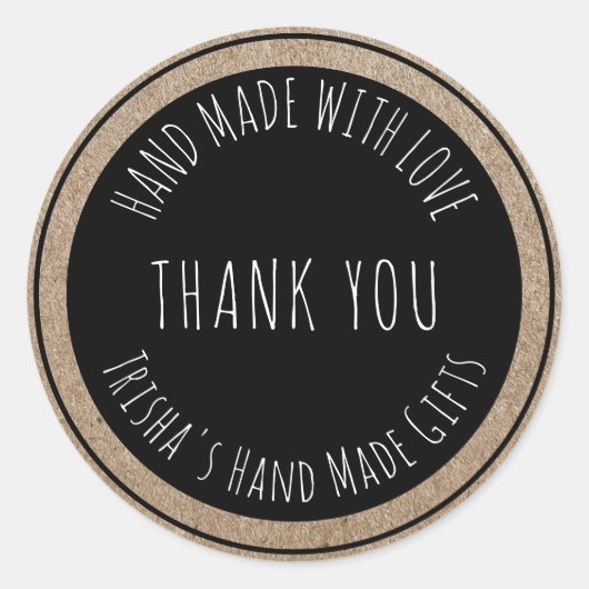 愛で手作り感謝Kraft Black ラウンドシール (正面)