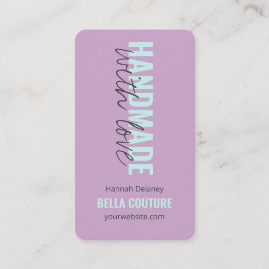 愛で手作り特大タイポグラフィ薄紫 名刺 (正面)