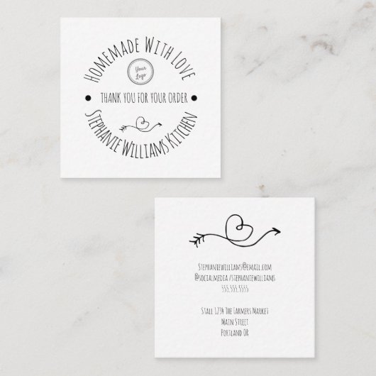 愛で手作り |ご注文ありがとうございます スクエア名刺 (正面/裏面)
