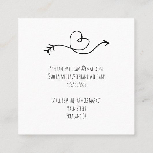 愛で手作り |ご注文ありがとうございます スクエア名刺 (裏面)